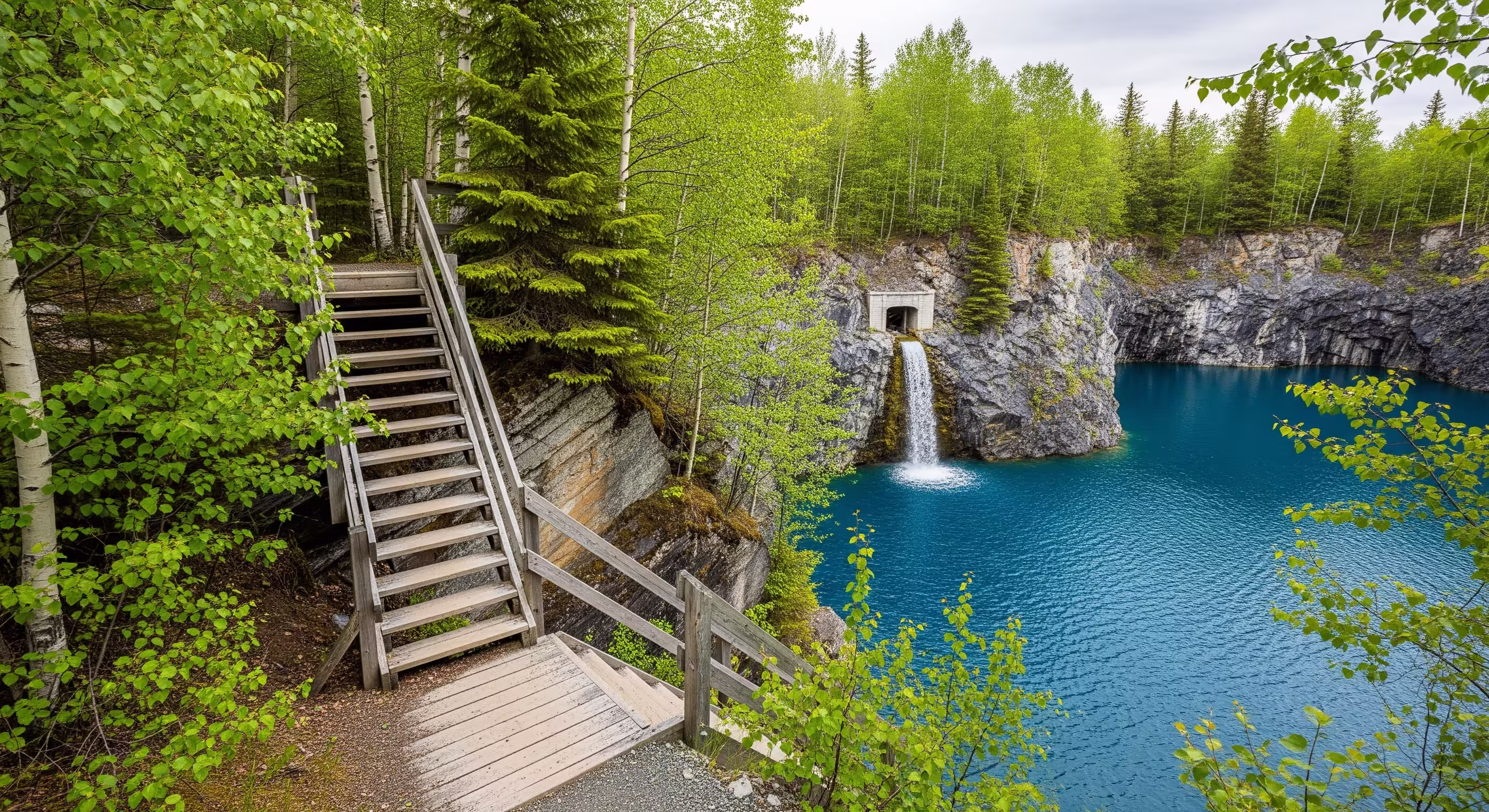 Natural quarry site integrated into resort design