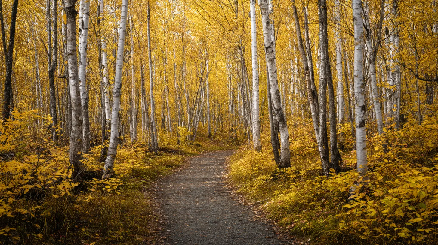 Golden birch forest trail
