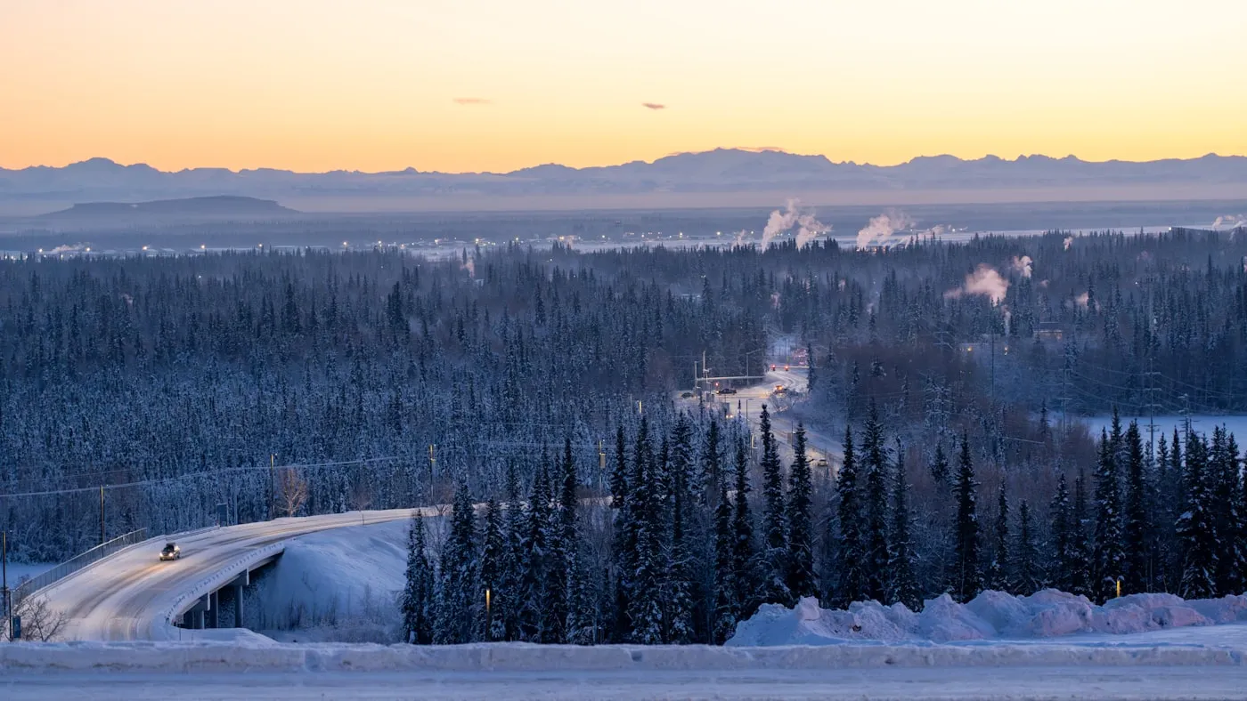 Aerial view of Alaska wilderness